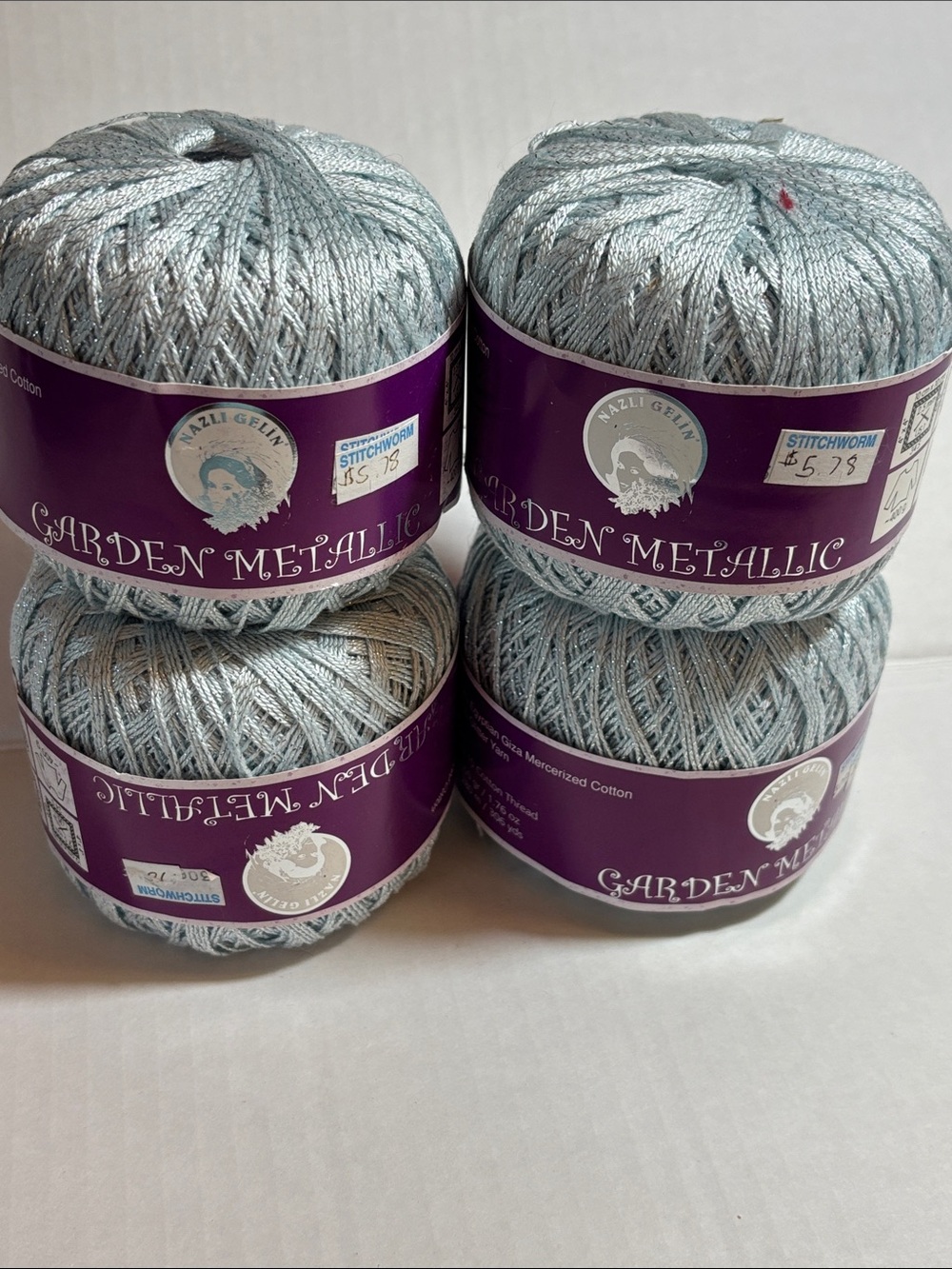Silver Cotton Yarn - 4 Skeins